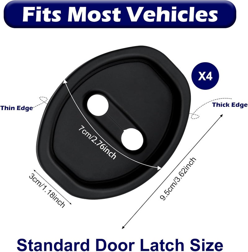 FOJOO Car Door Latch Cover – 4PCS Universal Silicone Lock Protector, Noise Reduction, Shock Absorption, Dust & Rust, Self-Adhesive Door Lock Latch Protector Car Accessories for Most Vehicles (Black) - Image 2